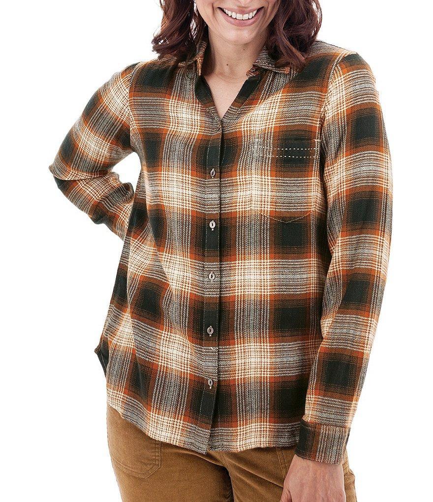 Aventura Braelin Woven Plaid Collared Long Sleeve Shirt Product Image