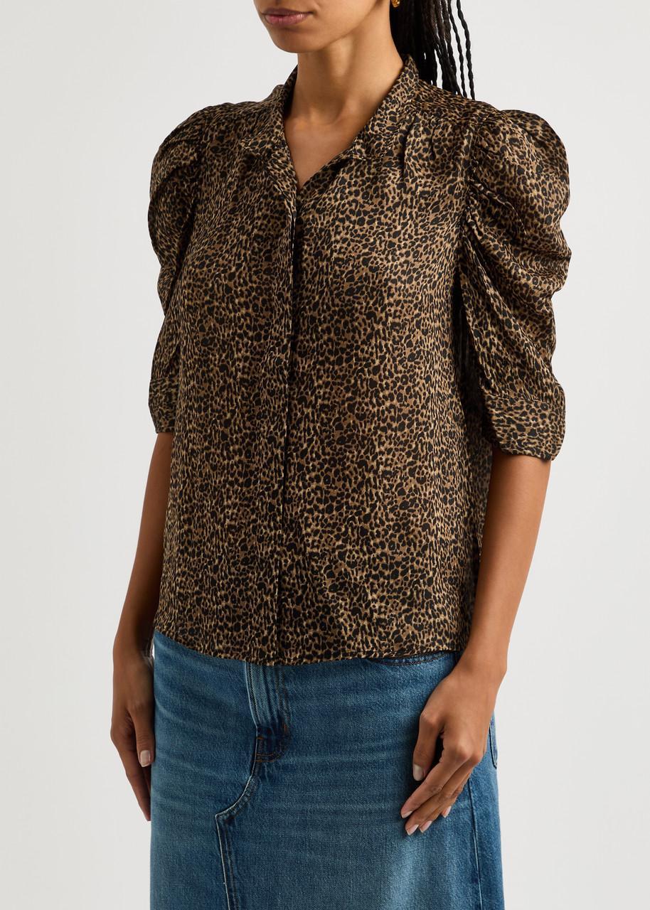 Gillian Leopard-print Silk-chiffon Blouse In Brown Product Image