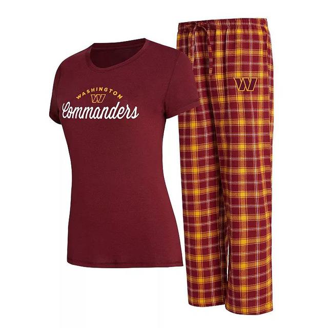 Womens Concepts Sport Burgundy/Gold Washington Commanders Arctic T-Shirt & Flannel Pants Sleep Set Product Image