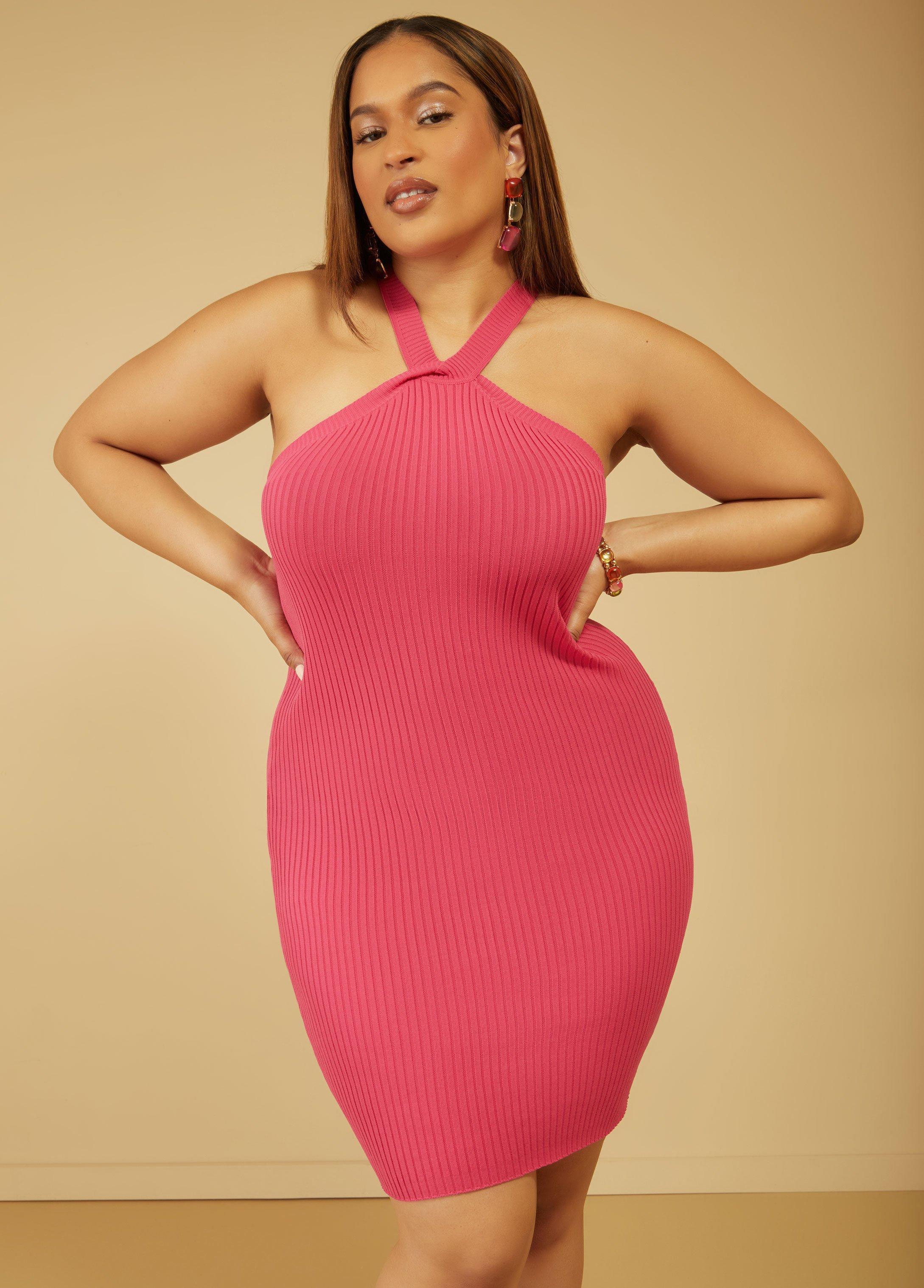 Plus Size Twisted Ribbed Bodycon Dress Ashley Stewart Product Image