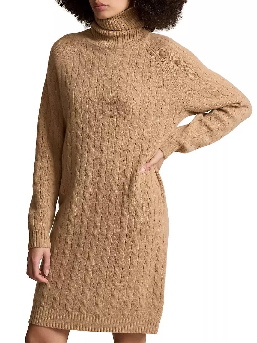 Cable-Knit Wool & Cashmere Turtleneck Sweaterdress Product Image