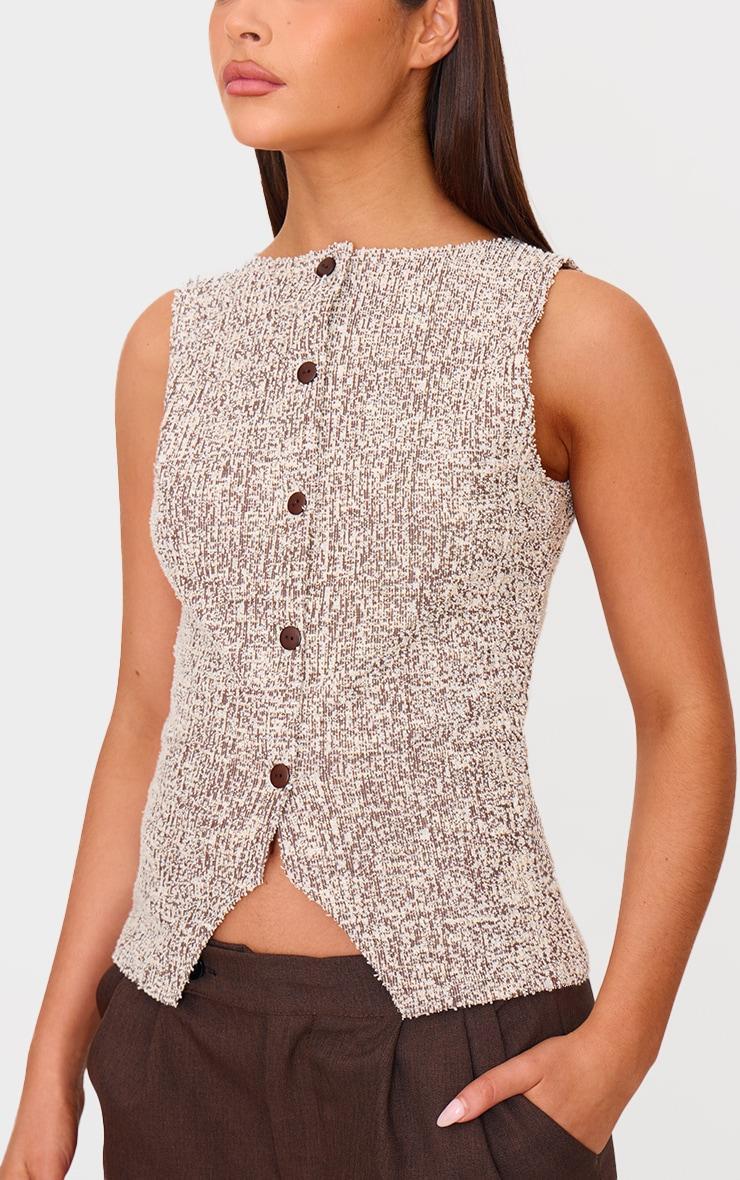 Chocolate Boucle Button Down Vest Product Image