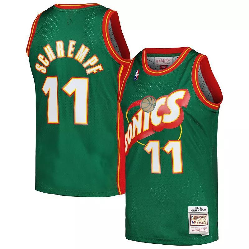 Mens Mitchell & Ness Detlef Schrempf Green Seattle SuperSonics Hardwood Classics Swingman Jersey Product Image