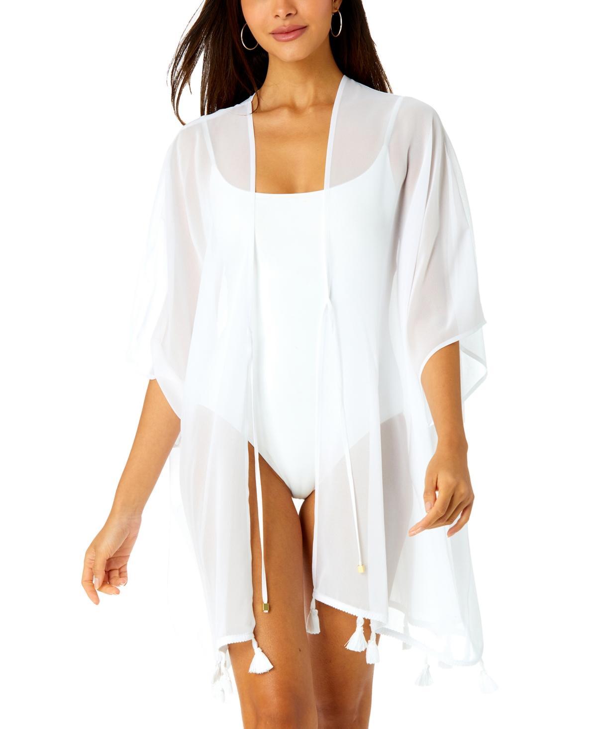 Anne Cole Womens Tie-Front Kimono High-Low Cover-Up Product Image