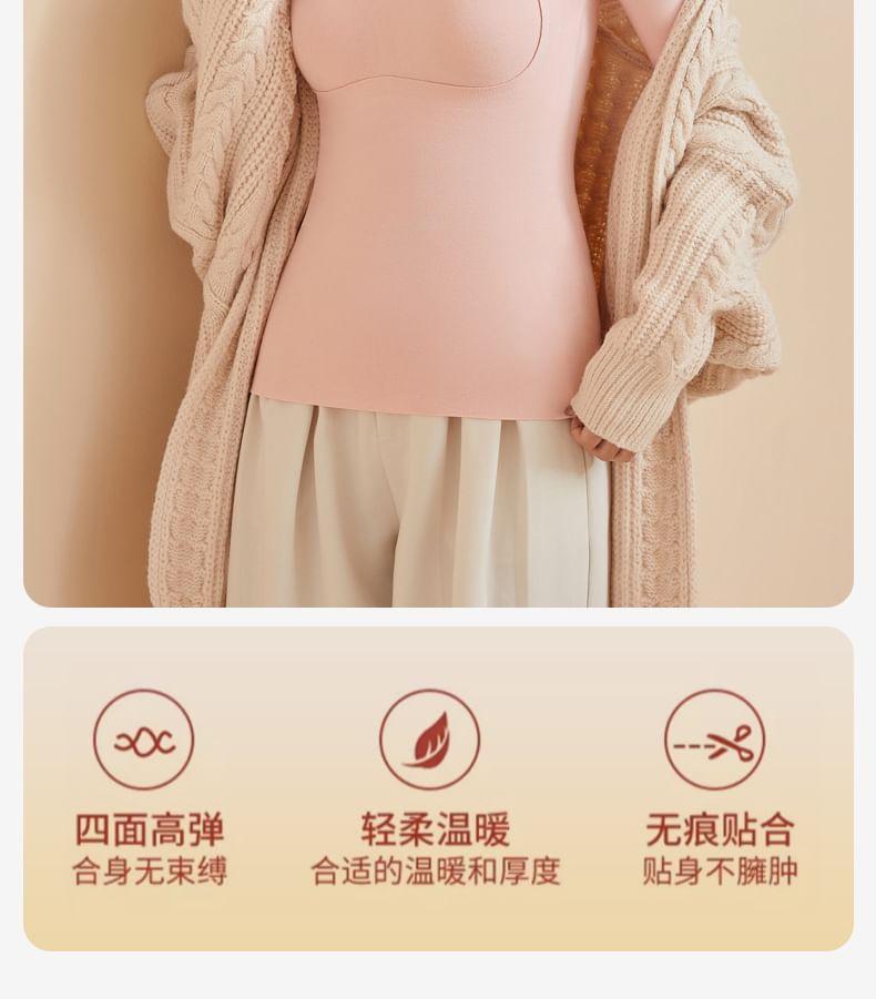 Maternity Long-Sleeve Scoop Neck Plain Padded Pajama Top Product Image