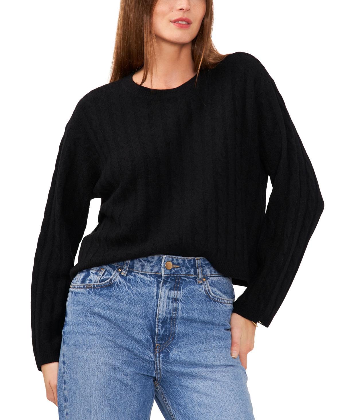 1.state Womens Crewneck Long-Sleeve Cable-Knit Sweater Product Image