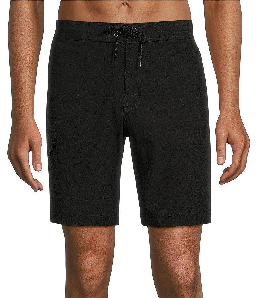 Caribbean Half Elastic Solid Cargo 9#double; Inseam Swim Trunks Product Image