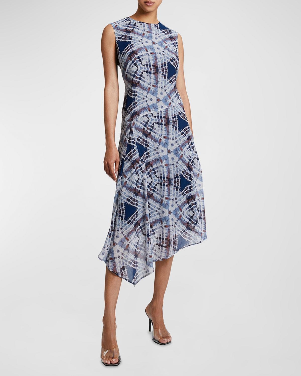 Womens Cecilia Asymmetric Silk Midi-Dress Product Image