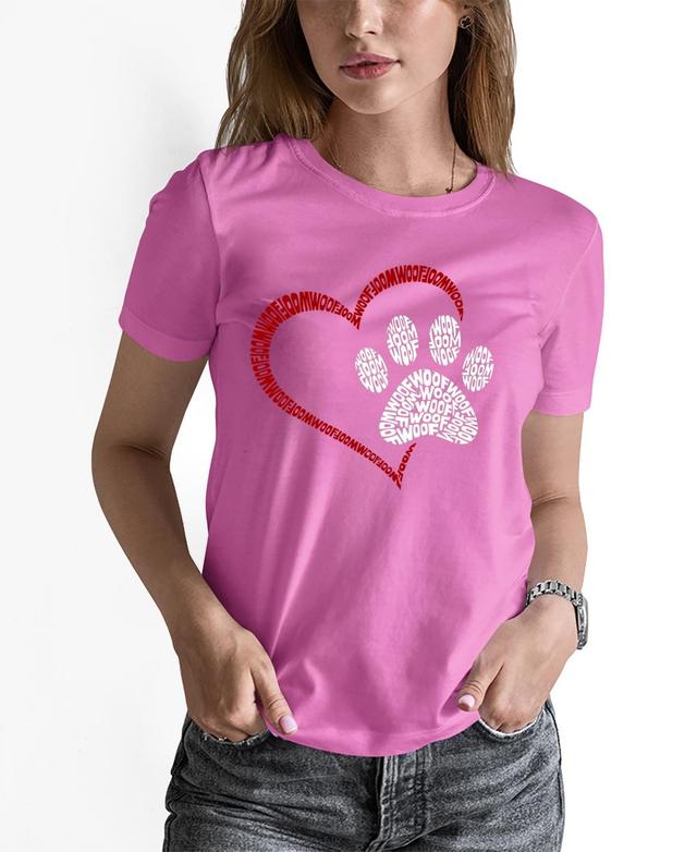 La Pop Art Womens Word Art Paw Heart T-Shirt Product Image