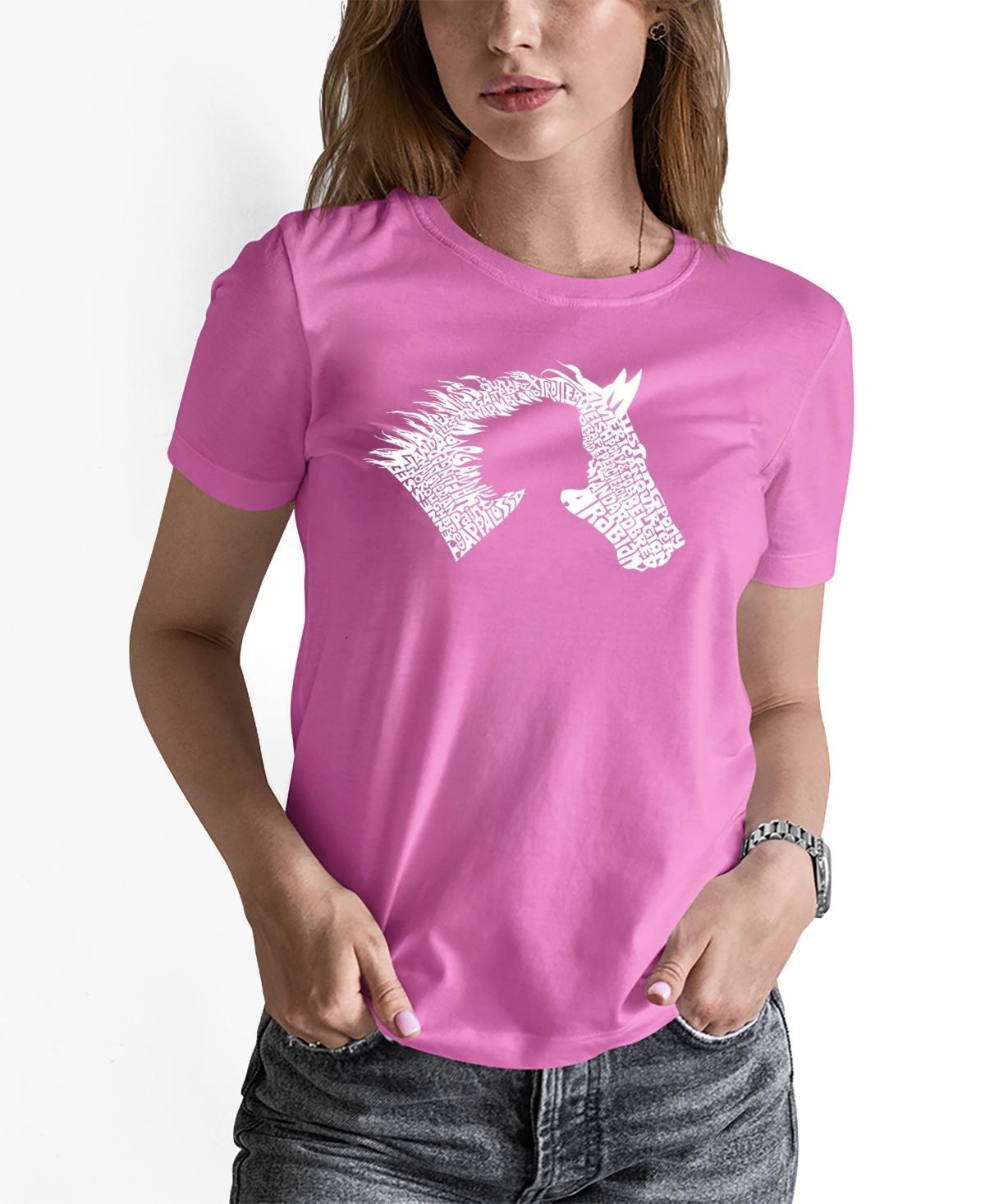 La Pop Art Womens Word Art Girl Horse T-Shirt Product Image