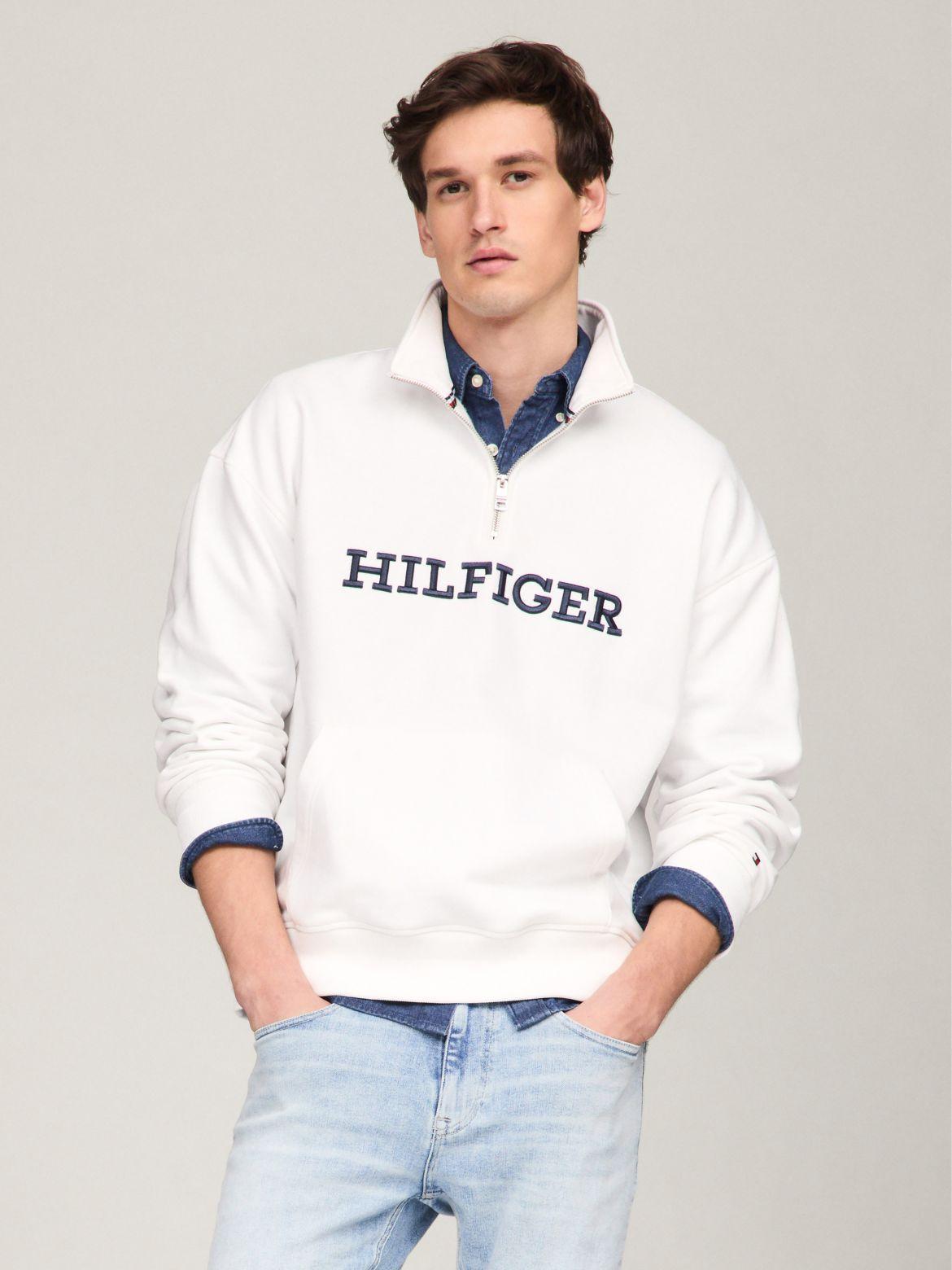 Tommy Hilfiger Men's Embroidered Monotype Half-Zip Sweatshirt Product Image