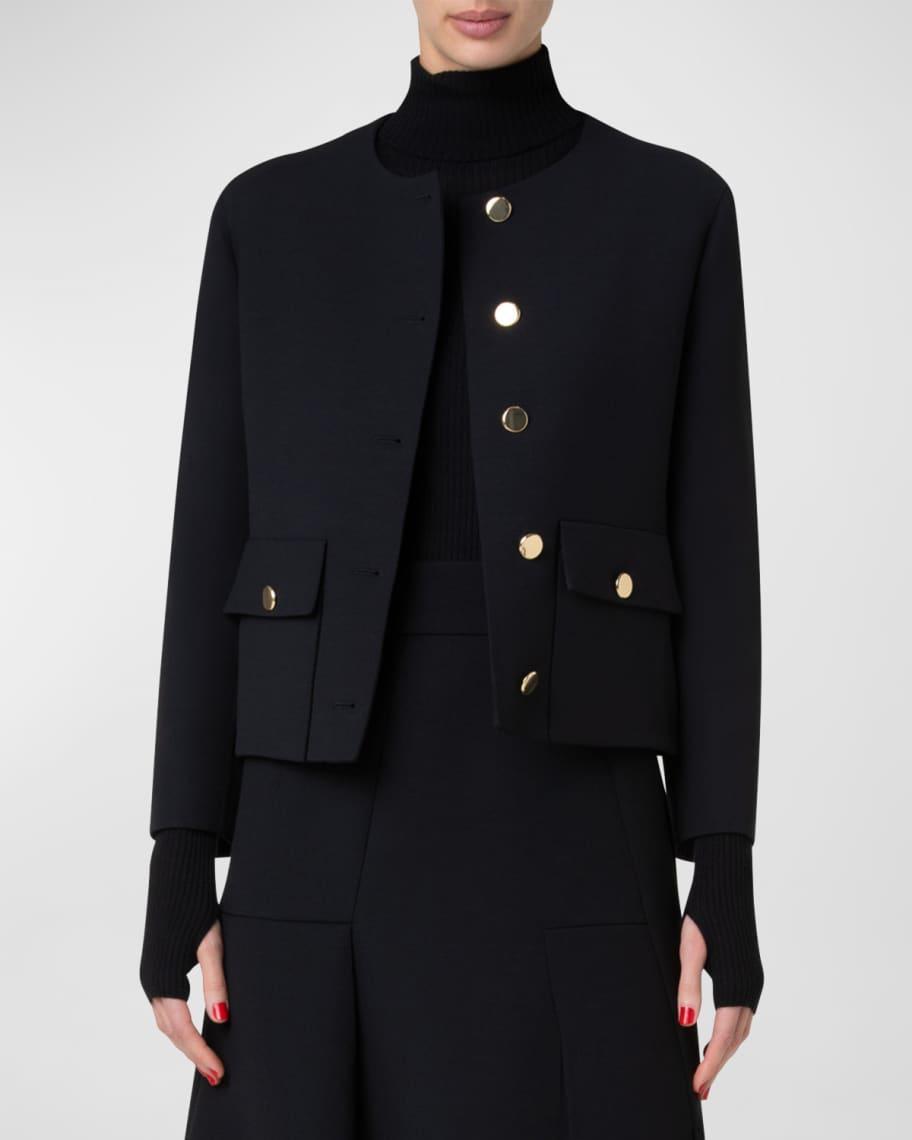 Double-Face Wool Winter Jacket with Gold-Tone Buttons Product Image