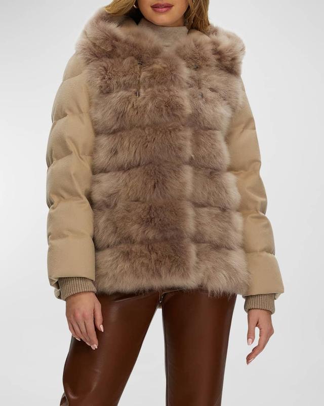 Cashmere Down Parka Jacket With Cashmere Goat Shearling Product Image