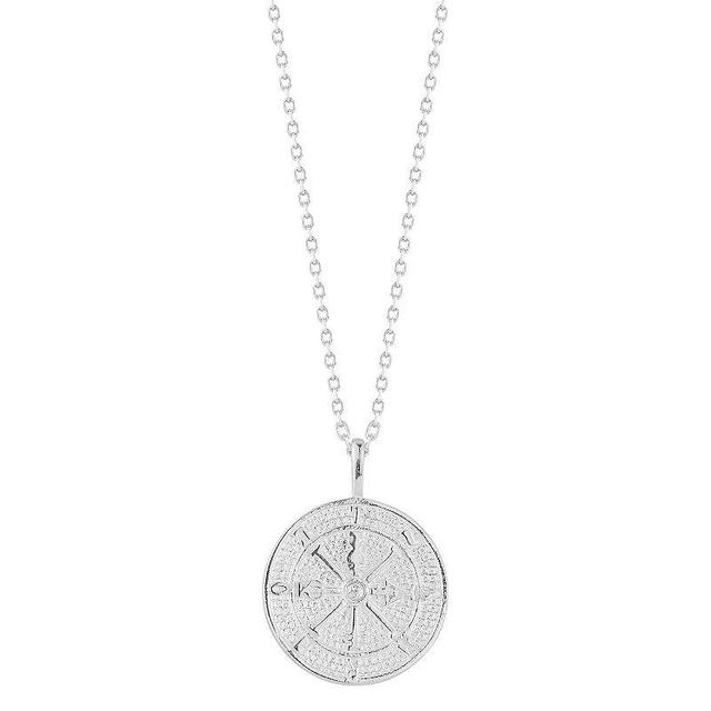 Sunkissed Sterling Cubic Zirconia Compass Medallion Pendant Necklace, Womens White Product Image