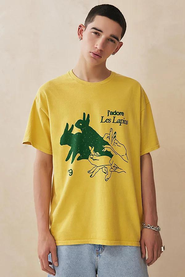 Urban Outfitters UO Yellow Finger Puppet Tee Mens at Urban Outfitters Product Image