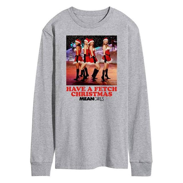 Mens Mean Girls Santa Long Sleeve Graphic Tee Grey Gray Product Image