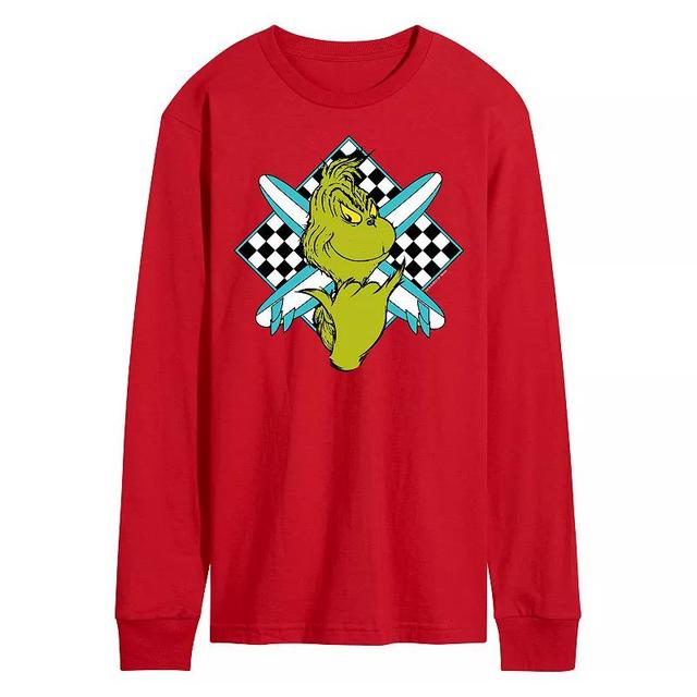 Mens Dr. Seuss The Grinch Crossed Surfboards Long Sleeve Graphic Tee Product Image