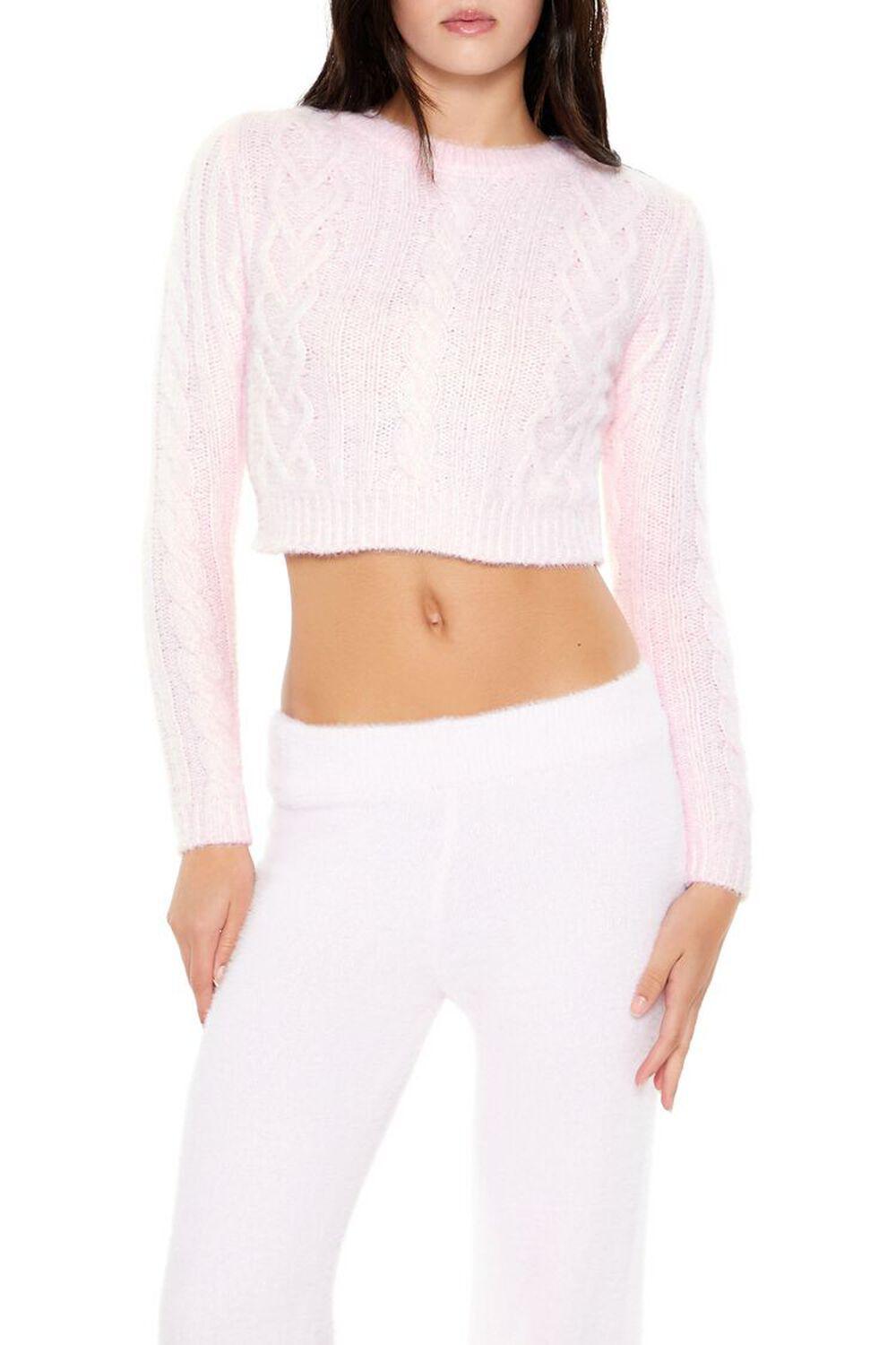 Fuzzy Cable Knit Cropped Sweater | Forever 21 product image