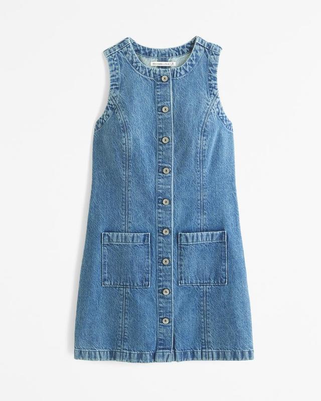 The A&F Mara High-Neck Denim Mini Dress Product Image