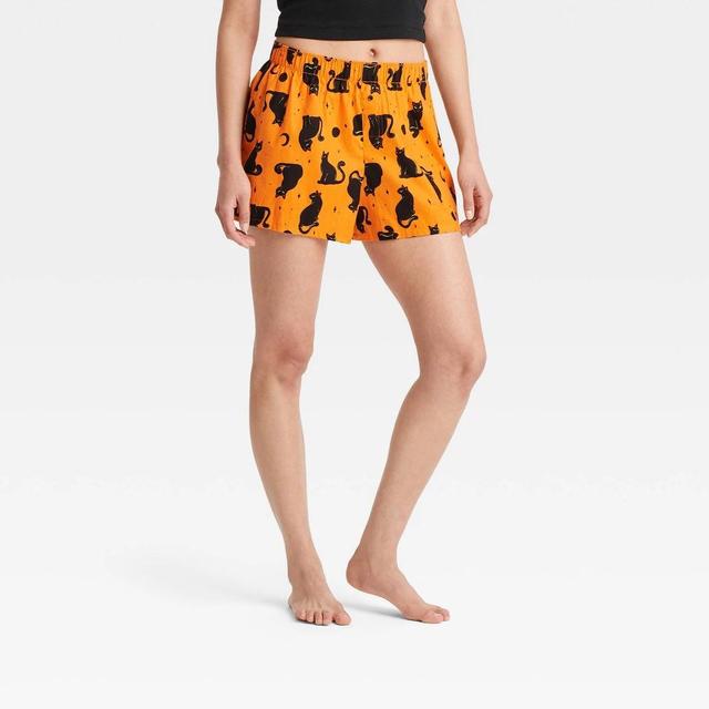 Womens Cat Print Halloween Matching Family Boxer Pajama Shorts - Hyde & EEK! Boutique Orange XXL Product Image