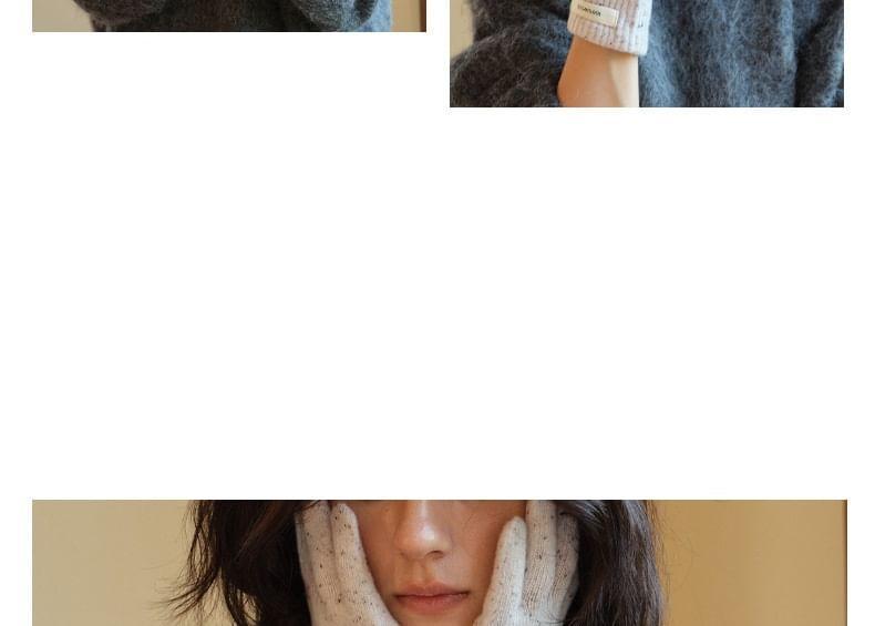 Set:  Lettering Applique Plain Knit Scarf + Gloves Product Image