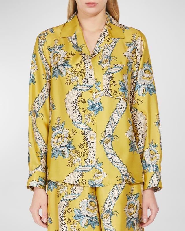 Onica Floral-Print Silk Shirt Product Image