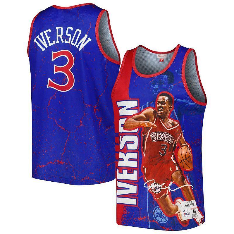 Mens Mitchell & Ness Allen Iverson Royal Philadelphia 76ers 1996-97 Hardwood Classics Player Burst Tank Top Product Image