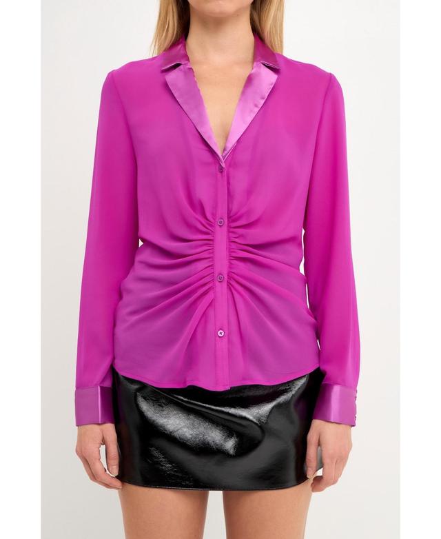 endless rose Womens Front Ruched Chiffon Blouse Product Image