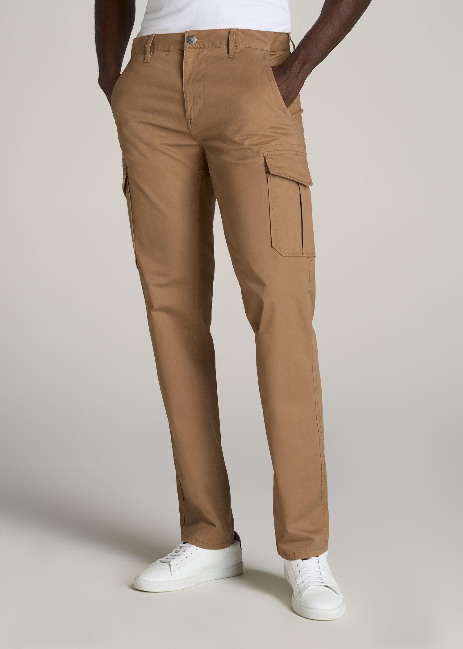 Stretch Twill SLIM-FIT Cargo Pants for Tall Men in Russet Brown Product Image