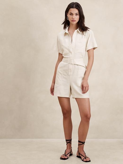 Linen-Blend Twill Romper Product Image