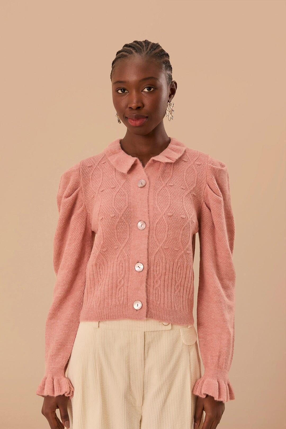 Light Pink Ruffle Knit Cardigan product image