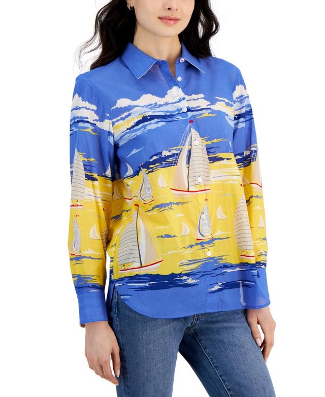 Nautica Jeans Womens Sail Day Cotton Long-Sleeve Shirt Product Image