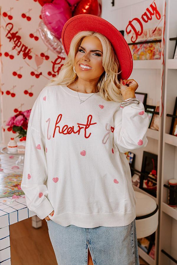 I Heart You Embroidered Sweater Curves Product Image