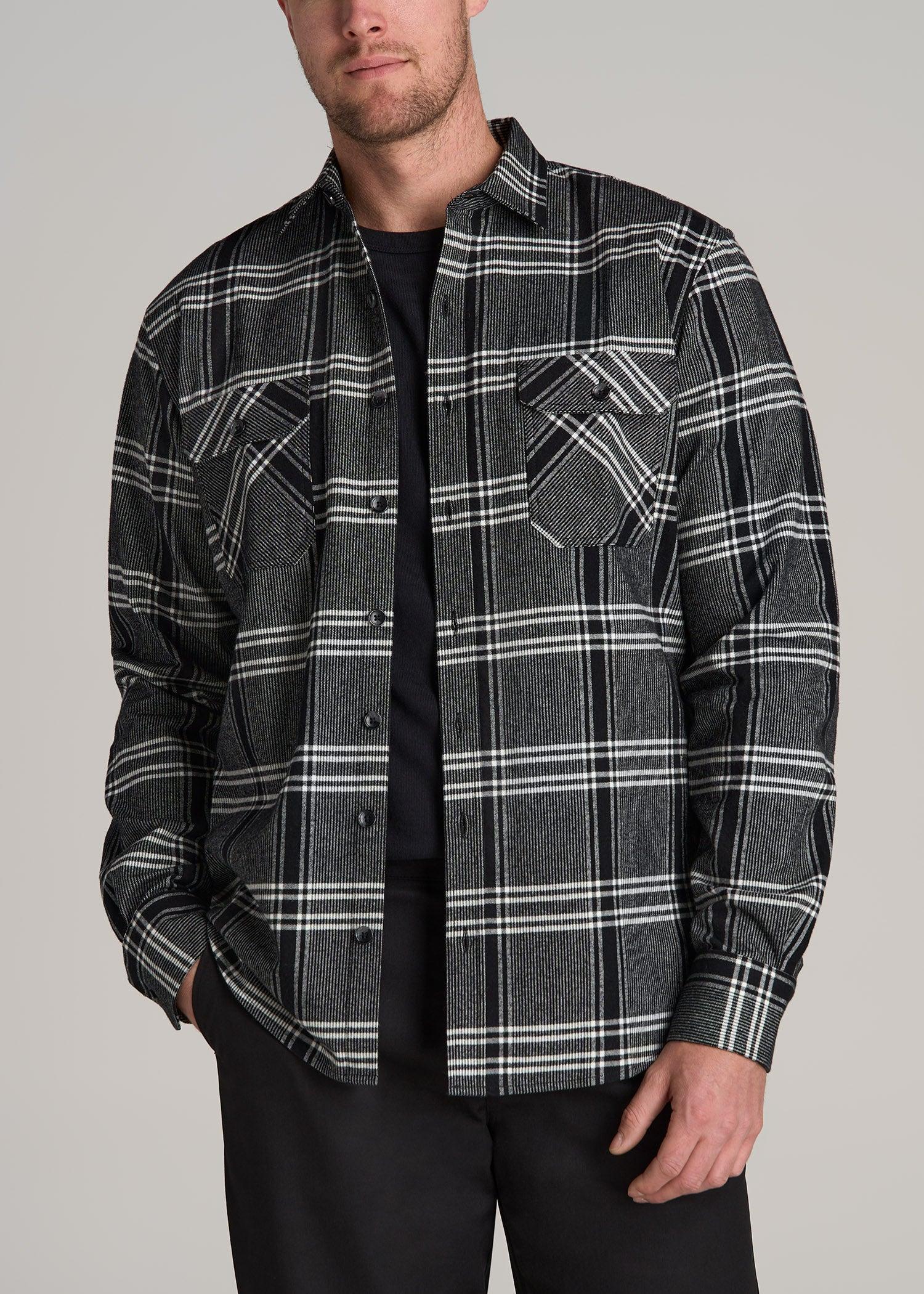 LJ&S Rugged Plaid Shirt Men's in Black and Light Grey Plaid Product Image