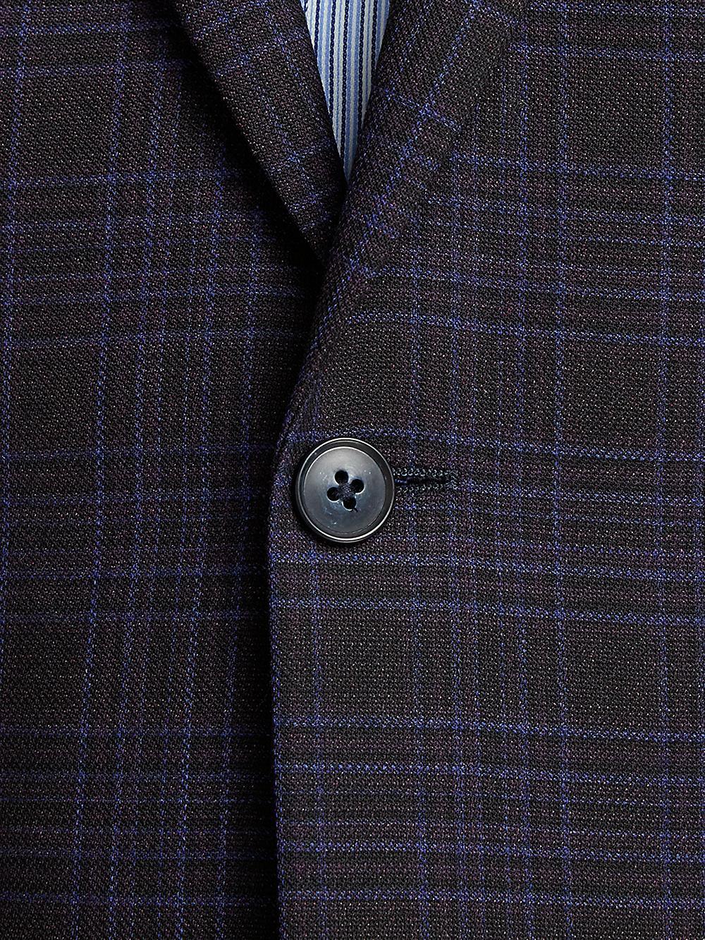 Wool Stretch Plaid Single Breasted Notch Lapel Suit - Brown/navy Product Image