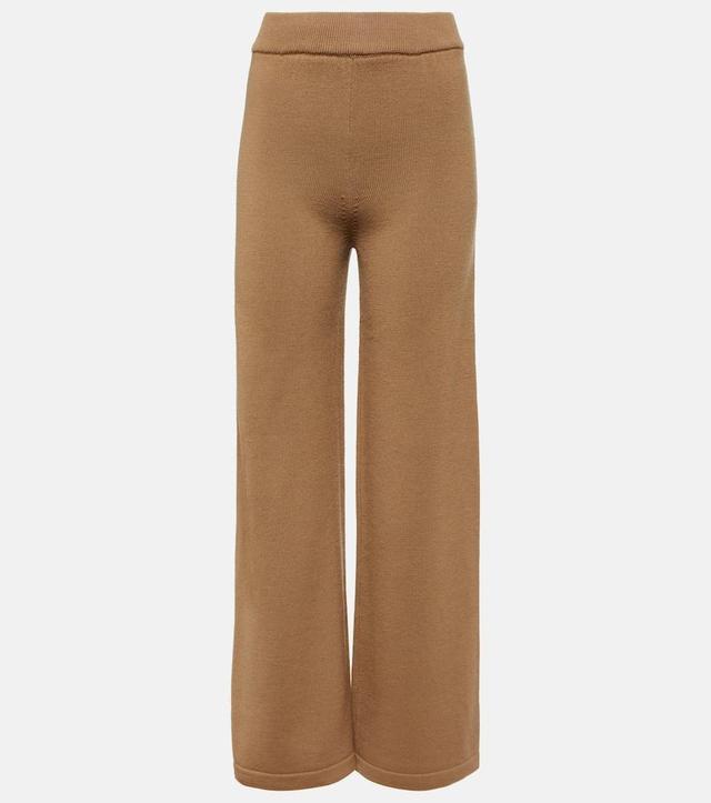 MAX MARA Leisure Visione Virgin Wool Pants In Beige Product Image