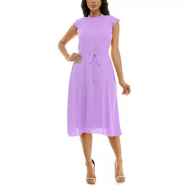 Womens Nina Leonard Mockneck Chiffon Dress Product Image