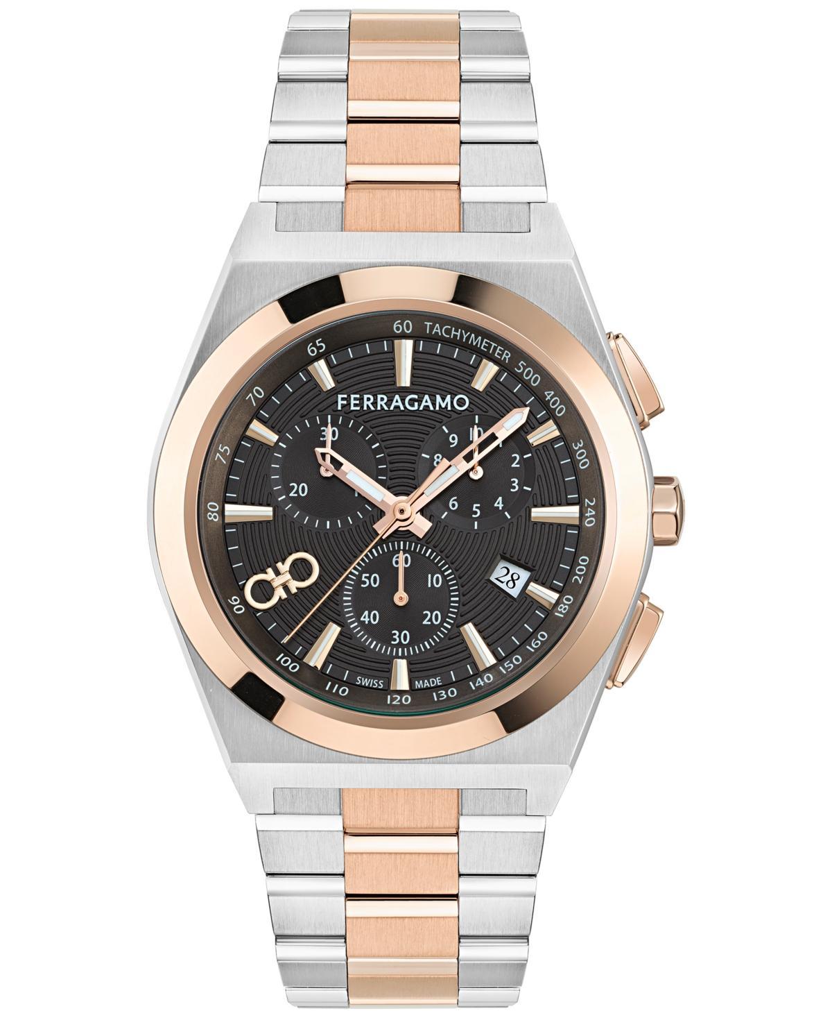 Salvatore Ferragamo Mens Vega Upper East Chronograph Two Tone Stainless Steel Bracelet Watch Product Image