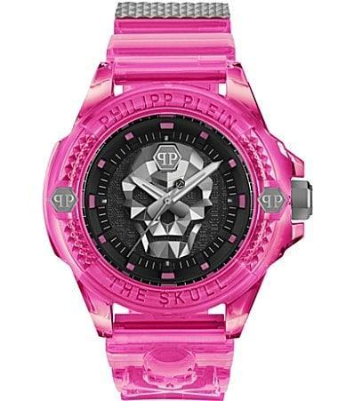 Philipp Plein Womens The Kull Scuba Duba Edition Analog Pink Silicone Strap Watch Product Image