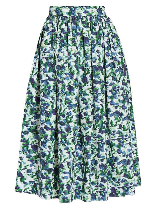 Womens Floral Cotton Midi-Skirt Product Image