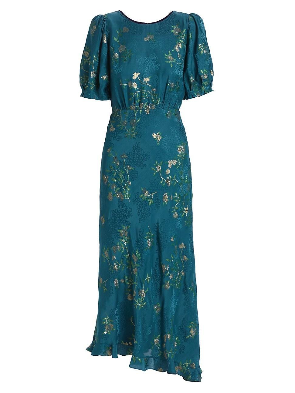 Womens Vida Floral Silk-Blend Midi-Dress Product Image