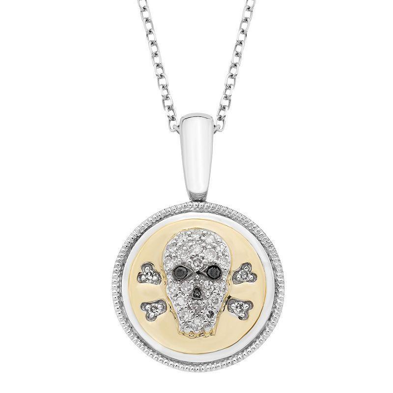 Its Personal 14k Gold Over Sterling Silver Diamond Accent Skull Pendant Necklace, Womens Product Image