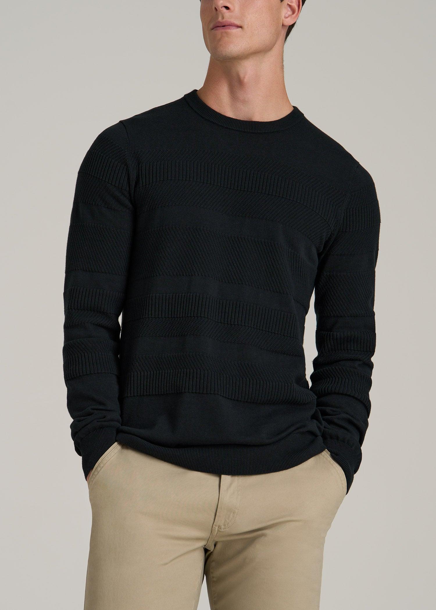 Minimalist Embossed Knit Sweater for Tall Men in Midnight Green Male Product Image