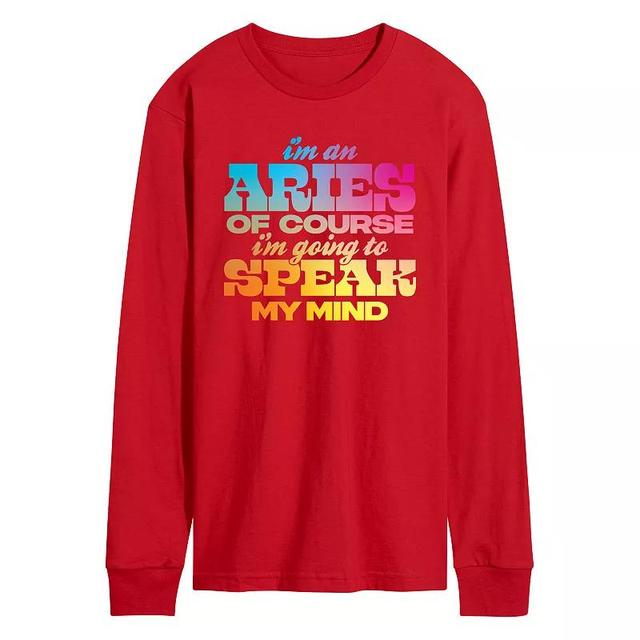 Mens Im An Aries Speak My Mind Long Sleeve Graphic Tee Product Image