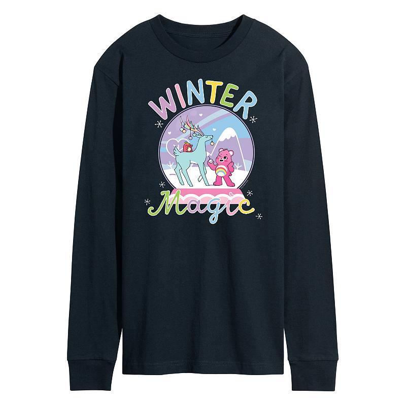 Mens Care Bears Unlock The Magic Winter Magic Long Sleeve Graphic Tee Blue Product Image