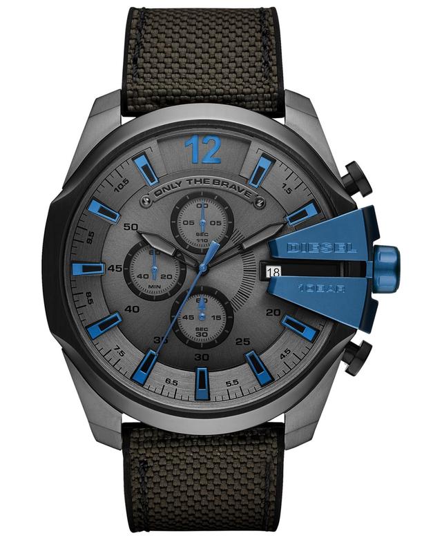 Diesel Mens Chronograph Mega Chief Gray Nylon Strap Watch 51mm Product Image