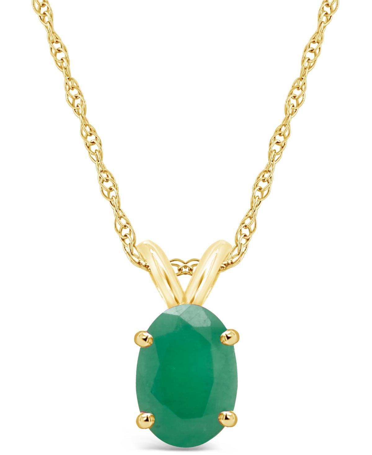 Celebration Gems 14k Gold Oval Emerald Pendant Necklace, Womens 14k Whgold Product Image