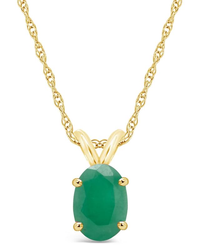 Celebration Gems 14k Gold Oval Emerald Pendant Necklace, Womens 14k Whgold Product Image