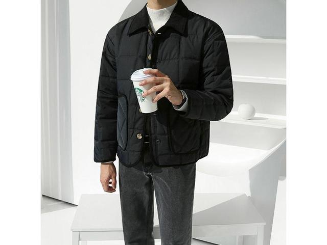 Collared Button-Up Padded Jacket Product Image