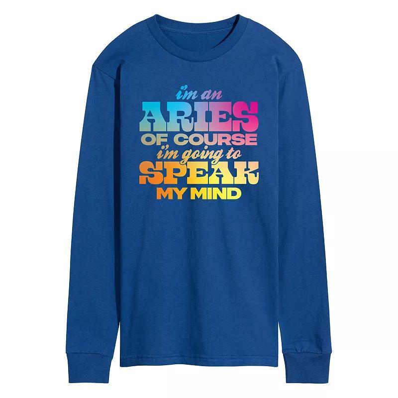 Mens Im An Aries Speak My Mind Long Sleeve Graphic Tee Product Image